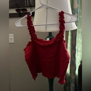 old Navy Red Ruffled Crop Top